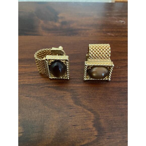 Vintage cuff links in gold metal - Picture 3 of 4
